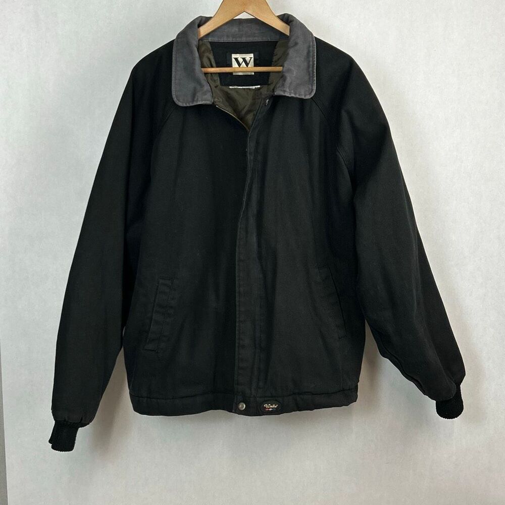 Vtg Walls Outdoor Mens Coat Size 3XL Zip Front Black Canvas Work Farm Ranch